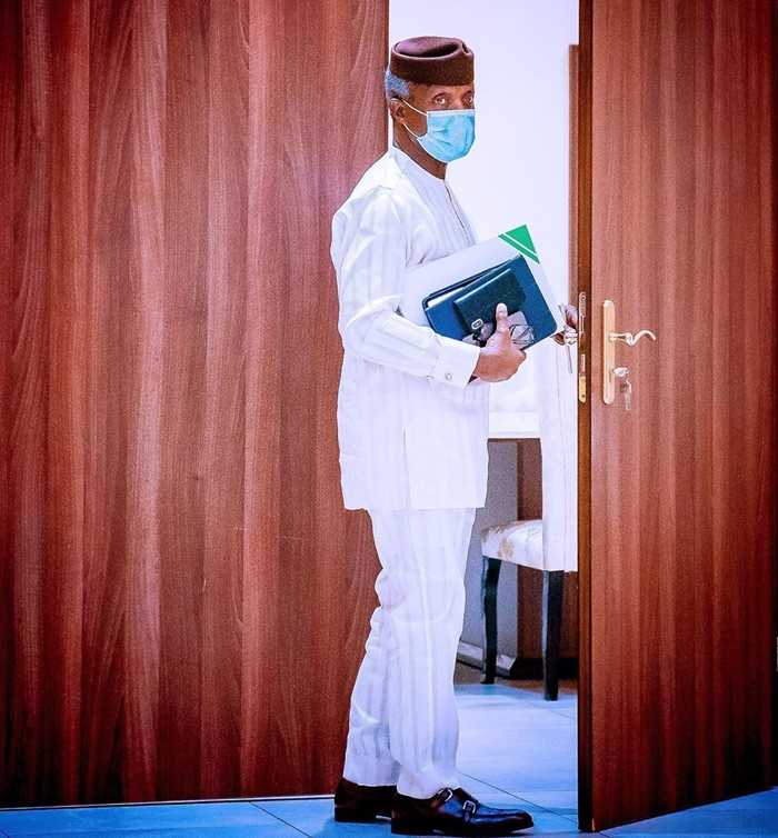 Yemi Osibanjo in his office stepping out