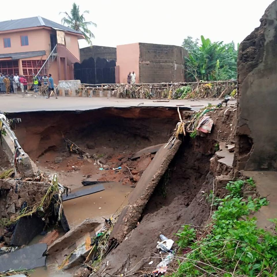 The collapsed bridge in Ilorin, Kwara State 