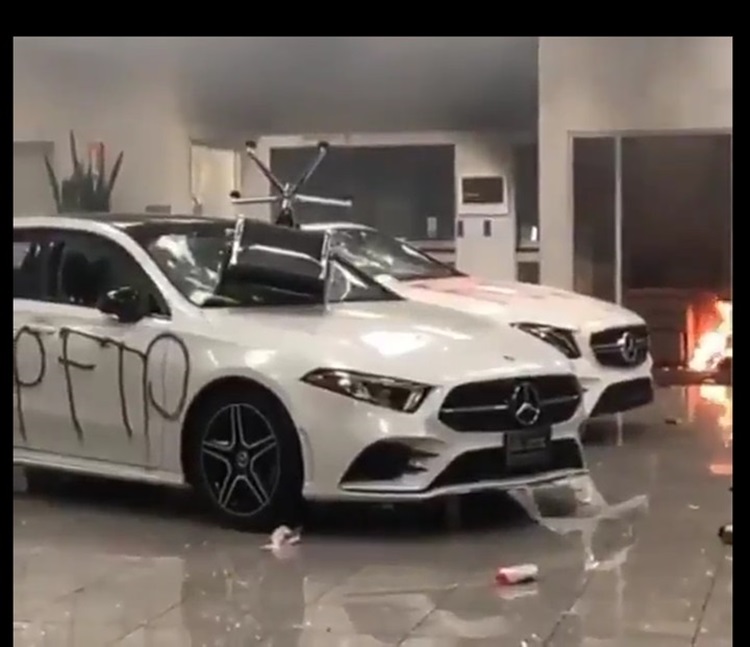 The burgled Mercedes showroom 