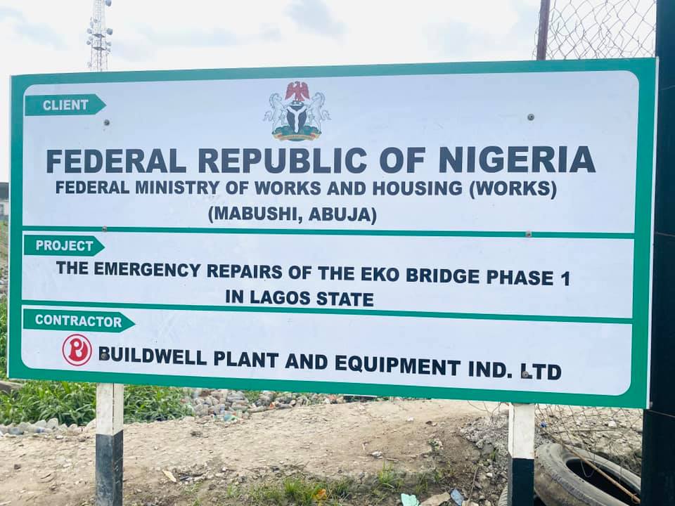 Signpost of The Eko Bridge 