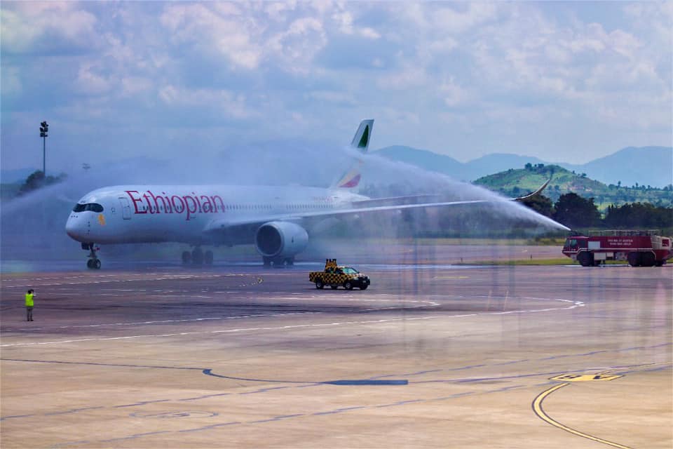 Water Salute For Ethiopian Airline At Abuja Airport