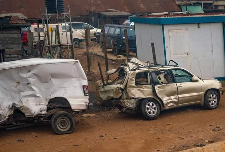 The damaged vehicles 