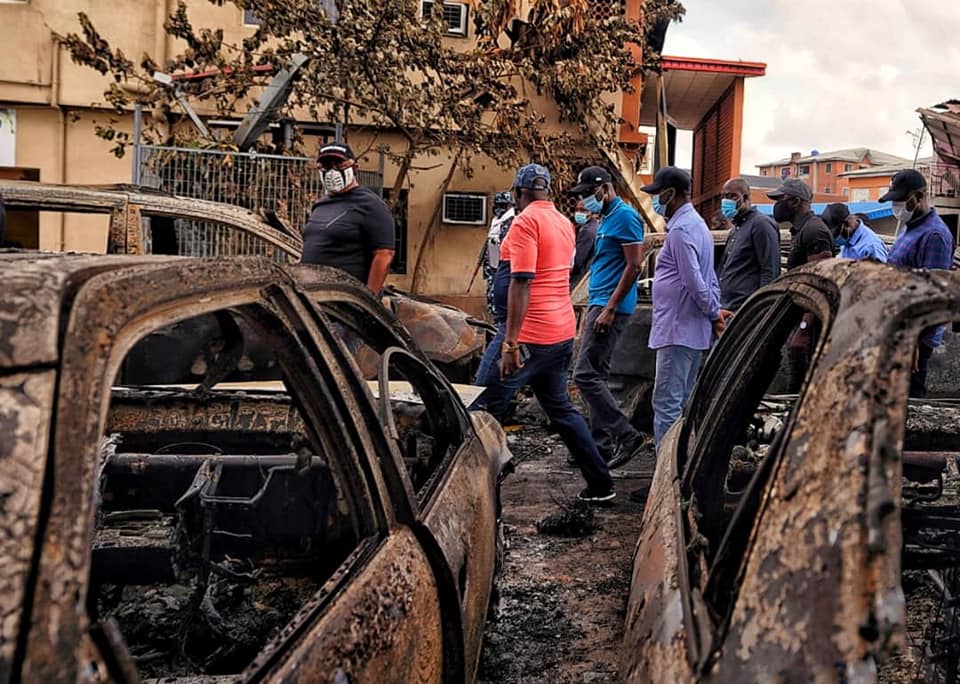 Cars, Buses, Buildings Destroyed As Lagos Gov Inspects The Ruins Of Lagos Destruction (PHOTOS)