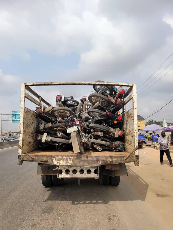 Lagos Taskforce Impounds 130 Motorcycles Operating In Restricted Areas