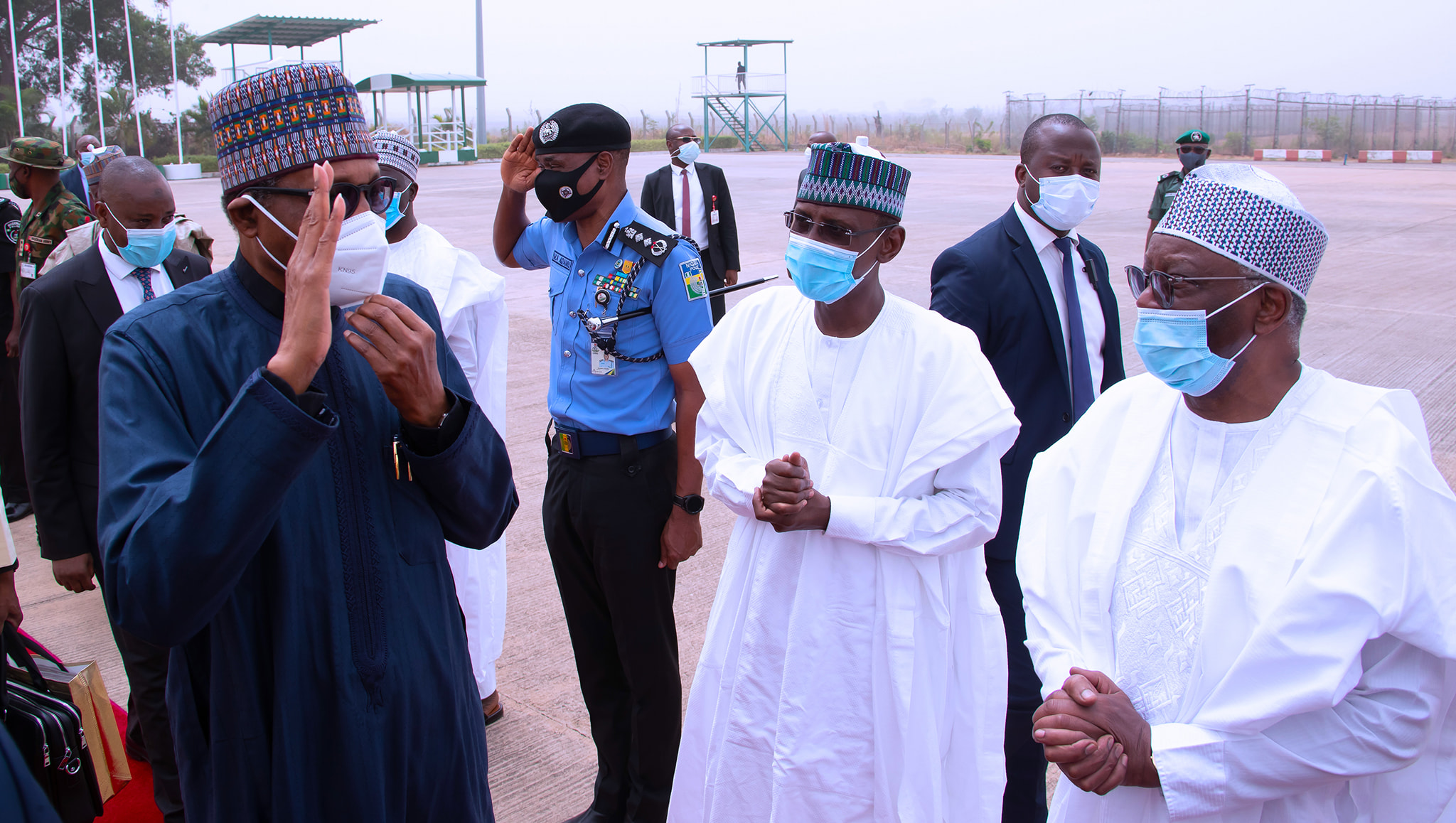 Pres Buhari At The Red Carpet departing for London