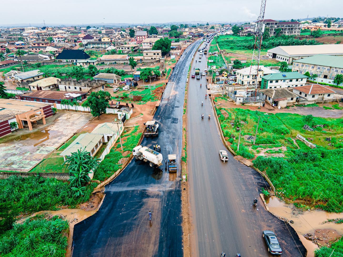 Drone View Of Oba Erinwole Road Construction, Ogun State